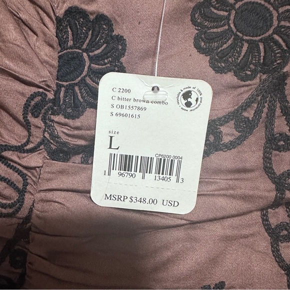 NWT Free People Ruched Women's Mini Dress with Floral Embroidery size L - Picture 7 of 13